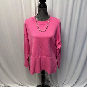 Pink Long Sleeve Sweater Womens Size Large Relaxed Fit Knit Pullover Top NEW